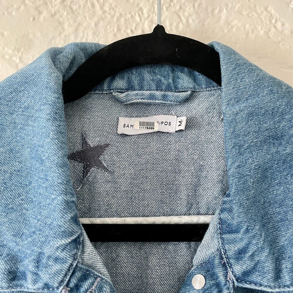 Samantha Sippos Star 'Girls Girls Girls' 1/2 Sleeve Denim Jean Jacket Medium - Picture 3 of 8